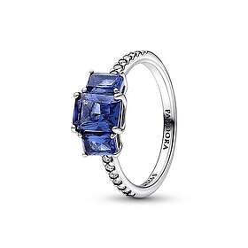 Pandora Blue Rectangular Three Stone Sparkling Ring