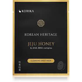 Heritage KORIKA Korean Jeju Honey & AHA-BHA Complex Cleansing Sheet Mask Rengörande arkmask honey AHA BHA complex sheet mask female