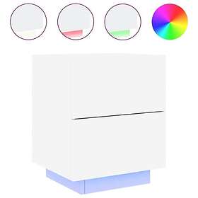 vidaXL Nattbord med LED-lampor vit konstruerat trä 836735