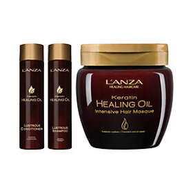 LANZA Keratin Healing Oil Schampo, Balsam och Intensiv Hårmask (300ml, 250ml, 210ml)