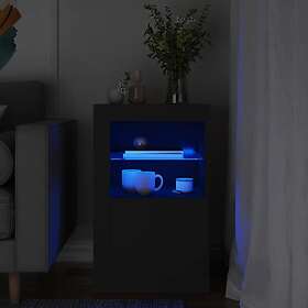 vidaXL Sidoskåp med LED-lampor svart konstruerat trä 836632