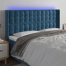 vidaXL Sänggavel LED blå 163x16x118/128 cm sammet 3124540