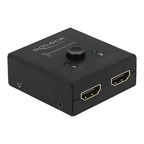 DeLock HDMI 2 1 bidirectional 4K 60 Hz compact Retail Box video-/ljudomkopplare 2 portar