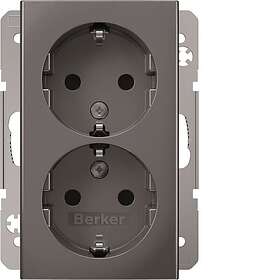 Hager 47781404 Vägguttagsinsats 2-vägs, 2x X-plint, för apparatdosa Silver