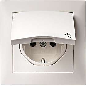 Hager 6347441919 Vägguttag 1-vägs, lucka, 16A, jordat, S1 Polarvit