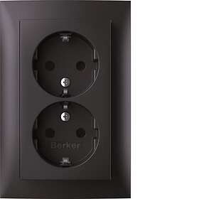 Hager 47911616 Vägguttag 2-vägs, infällt, för apparatdosa, S.1 Antracit