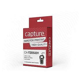 Capture Tape Tze-s231 Extra Stark 12mm Sort/vit