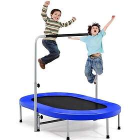 Costway Inomhus/Utomhus hopfällbar studsmatta för barn med justerbar ledstångskudde Hoppmatta Belastning 150 kg Blå