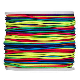 Panduro Hobby 50 meter Ø1 mm regnbågsfärgad elastisk & vävklädd smyckestråd
