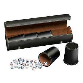 Set Synthetic leather dice cup of 5 with case incl. 25 dice, black (7995)