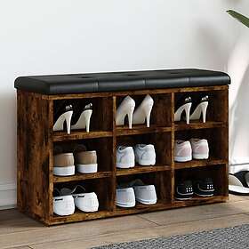 vidaXL Skobänk rökfärgad ek 82x32x50 cm konstruerat trä 835107