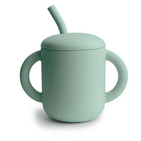 Mushie Silicone Training Cup Straw Cambridge Blue
