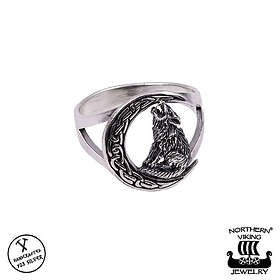 Northern Viking Jewelry Moon Wolf ring NVJ-H-SO019-165