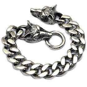 Northern Viking Jewelry Steel Chain Wolf Head NVJRA012 armband