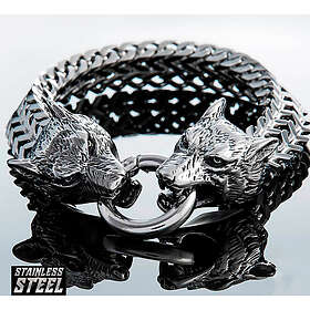 Northern Viking Jewelry NVJRA007 armband Steel Wolf Head