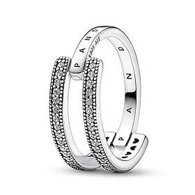 Pandora Signature Logo & Pave Double Band stackable ring 192779C01-52