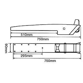 1852 Marine Quality Ankarrulle Vippbar AISI 316 316l-750mm b-90mm Passar 15-30kg a