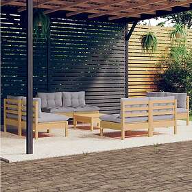 vidaXL Lounge Sett 9 deler med puter solid furu 3096045