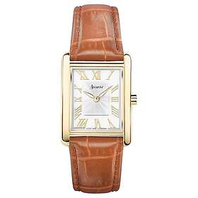 Accurist 71004 Rectangle Womens White Dial Brown Leather Watch