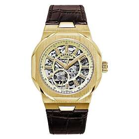 Rotary GS05418/03 Regent Skeleton Dial Brown Leather Strap Watch