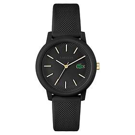 Lacoste 2001212 12:12 Black Dial Black Resin Strap Watch