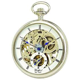 Woodford 1043 Chrome White Skeleton Dial Mechanical Pocket Watch