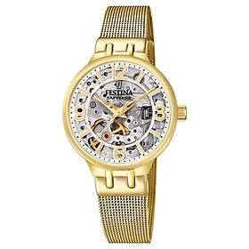 Festina F20580/1 Ladies Gold-Toned Skeleton Auto W/ Watch