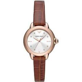 Emporio Armani AR11525 Women's Silver Dial Brown Leather Watch