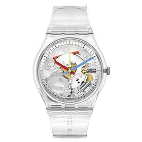 Swatch SO28K100-S06 CLEARLY GENT Transparent Dial Silicone Watch