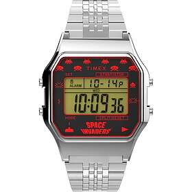 Timex TW2V30000 80 Space Invaders Digital Dial Silver Tone Watch