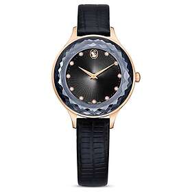 Swarovski 5650033 Octea Nova Black Dial Black Leather Watch