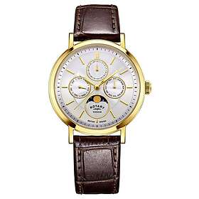 Rotary GS05428/06 Windsor Moonphase Silver Dial Gold Watch