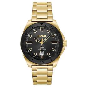 Hugo 1530304 Men's #VISIT Black Dial Gold Stainless Watch