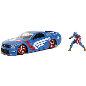 Marvel Jada Toys Bil med Figur Captain America & 2006 Ford Mustang GT 1:24