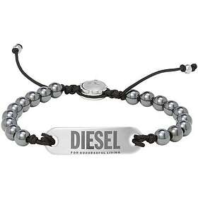 Diesel DX1359040 Men's Metallic Grey Bead ID Bracelet Jewellery