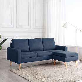 vidaXL 3-personers sofa med puf blå stof