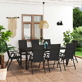 vidaXL Garden Dining Set 9 Pieces Black 3060063
