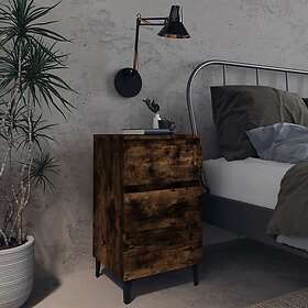vidaXL Sängbord med ben i metall 2 st rökfärgad ek 40x35x69 cm 813141