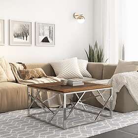 vidaXL Soffbord silver rostfritt stål och massivt trä 349949