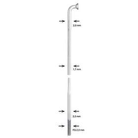 Alpina 2,00 1,70 2,00 Mm Stainless Steel Double Butted Spokes 100 Units 252 mm