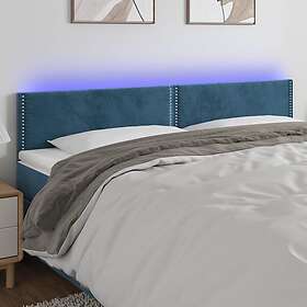 vidaXL Sänggavel LED mörkblå 160x5x78/88 cm sammet 3121530
