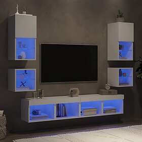 vidaXL TV Stand 8 delar LED vit konstruerat trä 3216590
