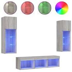 vidaXL TV-benk 5 delar LED grå sonoma konstruerat trä 3216602