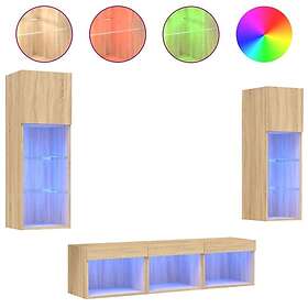 vidaXL TV Stand 5 delar LED sonoma-ek konstruerat trä 3216599