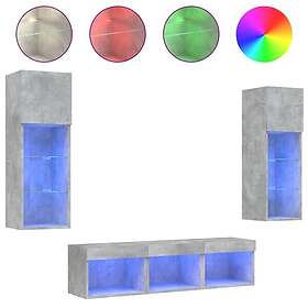 vidaXL TV-benk 5 delar LED betonggrå konstruerat trä 3216600