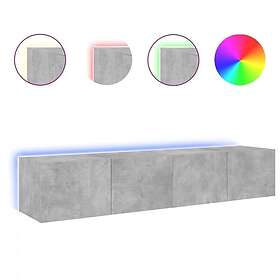 vidaXL Väggmonterad tv-bänk LED 2 st betonggrå 80x35x31 cm 837288