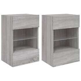 vidaXL Väggmonterad TV Stand LED 2 st grå sonoma 40x30x60.5 cm 837089