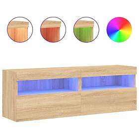 vidaXL Väggmonterad TV Stand LED 2 st sonoma-ek 60x30x40 cm 837188