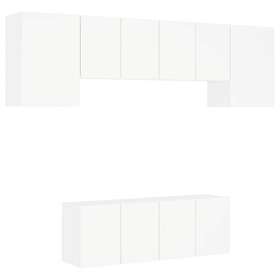 vidaXL Väggmonterade TV-enheter 6 delar vit konstruerat trä 3216439