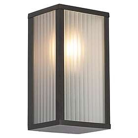 Qazqa Utendørs vegglampe sort med ribbeglass IP44 Charlois